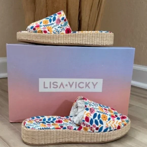 Lisa Vicky Slide Sandal Smile2-V Wild Flower NWT - Picture 2 of 6